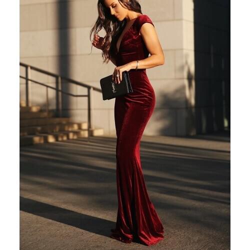 Платье Mermaid Evening Gown Vintage Formal dress Long Prom Dress Velour Party Gowns Robe De Soiree graduation robes فساتين الس