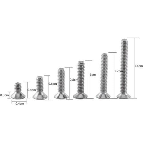 250pcs/set M2 Flat Head Screws/Stainless Steel Cap/Button Sets Phillips Hex Socket Bolt With Hex Nuts Assortment Kit