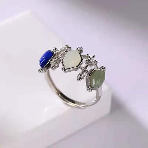 High Quality Nephrite Lapis Lazuli S925 Pure Silver Fine Charming Weddings Jewelry For Women MeiBaPJFS