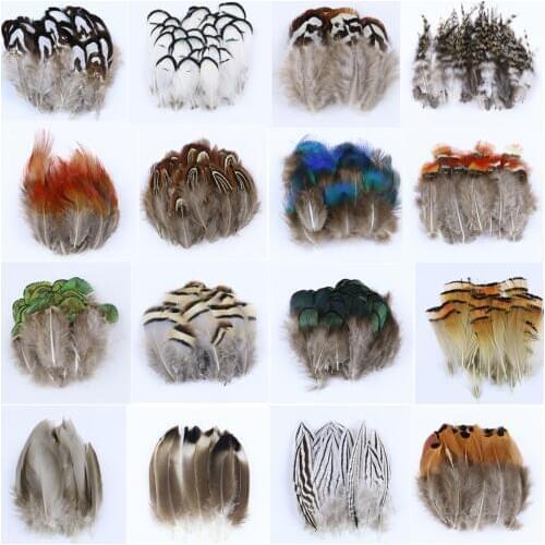 WCFeatherS Natural Small Pheasant Chicken feather Hair Jewelry Decoration Fly Tying Material Craft feathers