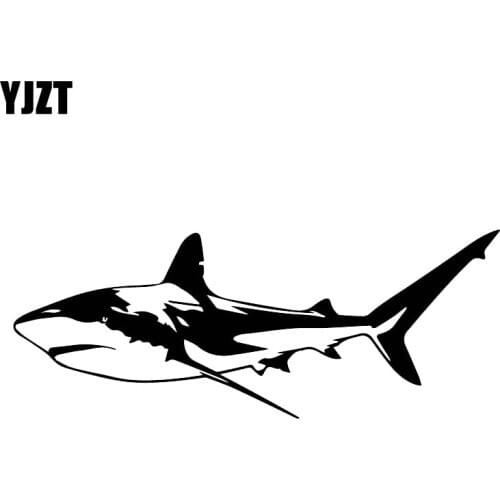 YJZT 7CM*18.3CM Cool And Handsome Shark Car Decoration Sticker Vinyl Decal Black/Silver C30-0051