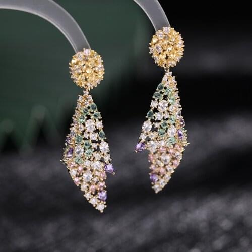 XUYE Fashion Jewelry Female Wedding Party Long Earrings Brand Earring Cubic Zirconia Irregular Earrings For Women