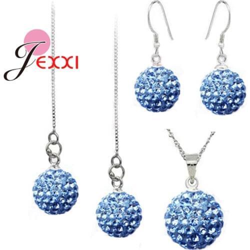 Love Gifts for Women Clear Crystal Chain Necklace Pendent Earrings 925 Sterling Silver Jewelry Set For Wedding Birthday