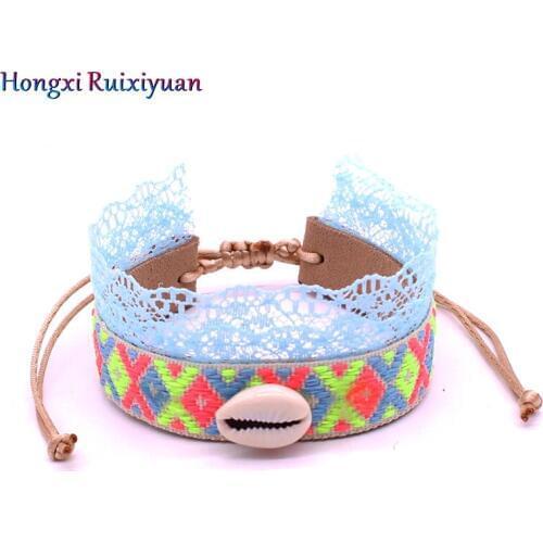 Bracelet jewelry fashion adjustable activity knot leather shell ladies bracelet bohemian retro lace embroidered lace bracelet