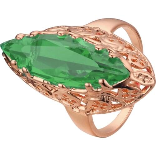 2021 Trendy Luxury Ring 585 Rose Gold Color Jewelry Women Rings Oval Green Stone Cubic Zircon Jewelry New Fashion Rings