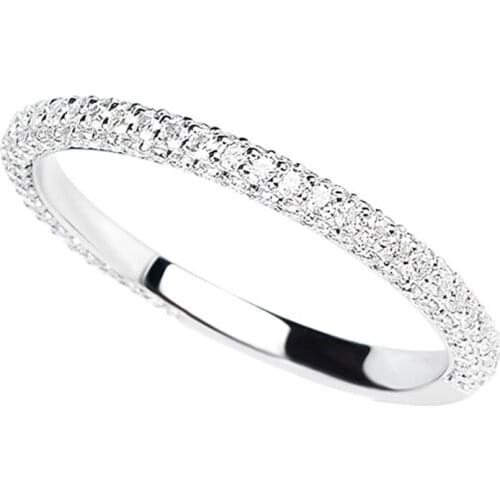 Slim Full Diamond Dazzling 925 Sterling Silver Ring Women Luxury Engagement Elegant Exquisite Wedding Party Gift for Girlfriend