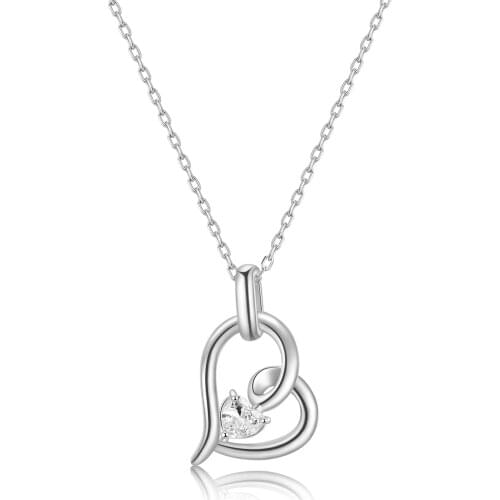 2020New Fashion S925 Sterling Silver Necklace Simple Heart-Shaped Jewellery Ladies Silver Jewelry