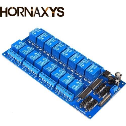 16 Channel Relay Shield Module DC 5V 12V 24V with Optocoupler LM2576 Microcontrollers Interface Power Relay For Arduino DIY Kit