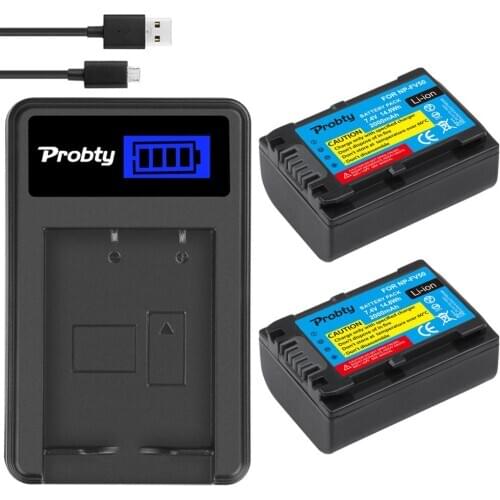 2PCS 2000mAh NP-FV50 NP FV50 Battery + LCD Charger For Sony PJ10E PJ30E PJ50E TD10E VG10E DCR-SX43E SR68 HDR-PJ820E CX610E