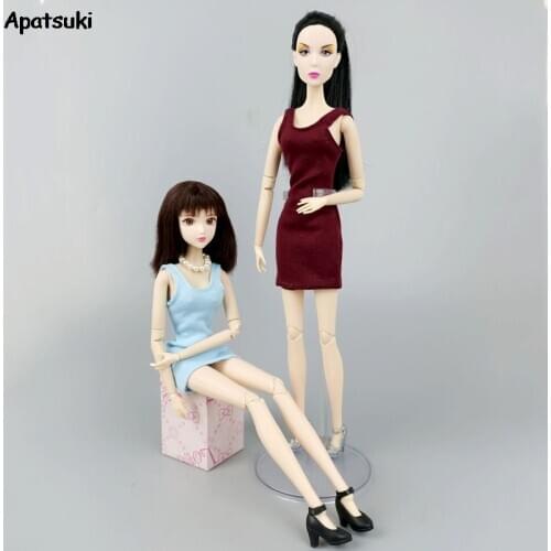 2 Pcs Sleeveless Tank Dress Dolls Accessories Clothes For Barbie Outfits Casual Wear Costume For Barbie 1/6 BJD Doll Kid DIY Toy