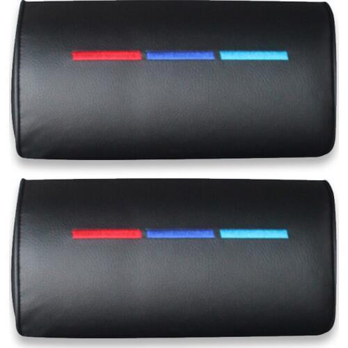 2pcs PU Leather Seat Head Neck Rest Pillow Auto Pillow Headrest Pad For BMW 23 x 12.5cm