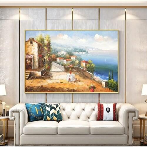 Abstract House Garden With Flowers Painting 100% Handpainted Oil Painting On Canvas Village Painting Wall Art For Home Decor