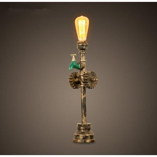 American country vintage wrought iron table lamp living room den bedroom bedside lamp creative industries pipes
