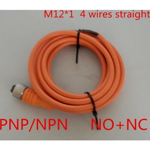 Free shipping, 5m M12* 1 4 wires, 4 pin NPN/PNP, NO+NC straight plug sensor connector female 5 meter cable