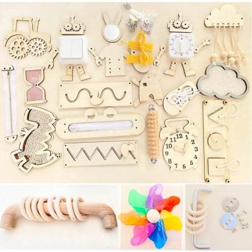 Kid Busy Board Diy Accessories Montessori Early Education Teaching Aids Zipper Shoelace Windmill Car Wooden Homemade Matching To