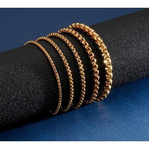 2/2.5/3/4/5mm Width Cruz Round Box Chains Necklaces S Gold Stainless Steel Wholesale Fashion Jewelry