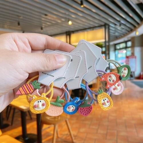 2PCS New Cute Cartoon Orange Fox Princess Headwear Kids Elastic Hair Bands Children Ropes Girls Accessories Baby Headdress