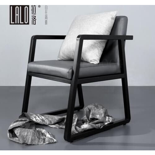 Designer Armchairs All-steel Dining Chair Leather Cafe Chair Minimalist Design