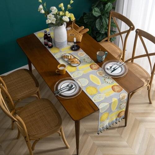 Fruit Pattern Coffee Table TV Cabinet Tassel Tablecloth Long Strip Home Chenille Jacquard Rectangular Decoration Table Runner