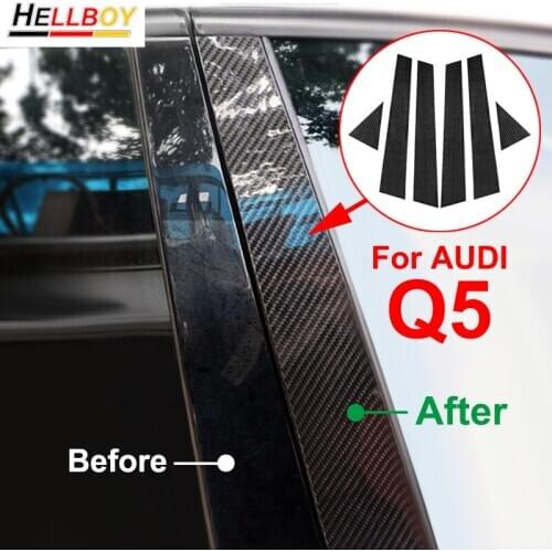Glossy Black Car Window B-pillars Cover Sticker For AUDI Q5 2011-2017 Car Door Pillar Carbon Fiber Vinyl Trims Styling Mouldings