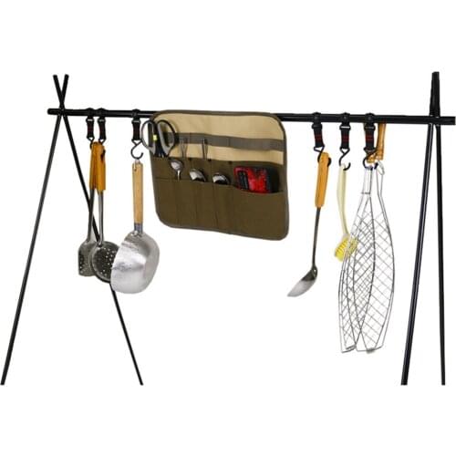 Outdoor Picnic Camping Portable Square Suspended Cookware Set Storage Bag Canvas Tableware Storage Hanging Camping Bag