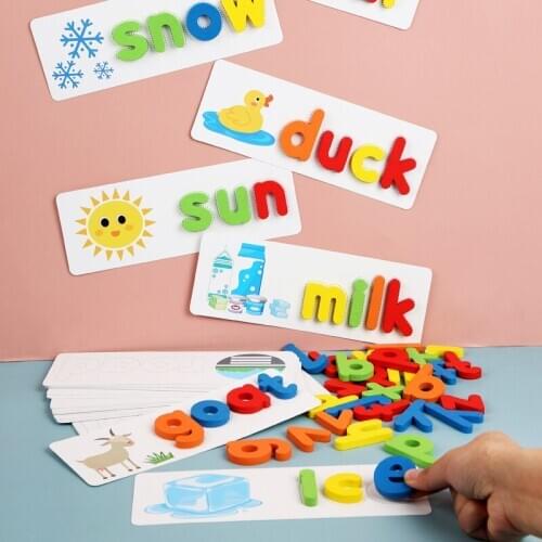Alphabet Puzzle Game Educational Toys Spelling Word Game Wooden Toy Early Education Jigsaw Preschool Children baby learning Toys
