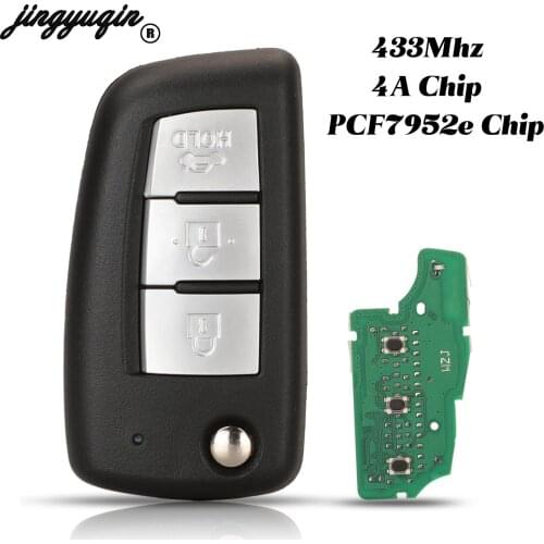 Jingyuqin 3Button 433MHz 4A PCF7952E Chip For Nissan Sylphy 2019 Bluebird Qashqai Kicks Tilda X-Trail Fob Remote Control Car Key