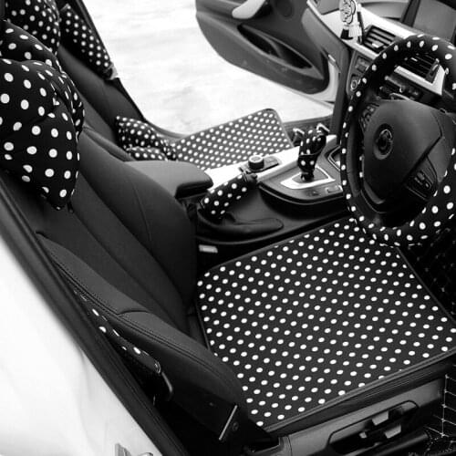 Classic Polka Dot Car Seat Cover Interior Accessories Universal Cotton Auto Seat Cushion Pad Four Seasons Car Mats for Women