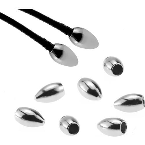 20pcs Stainless Steel Cord End Caps Fit1.5/2/2.5mm Leather Rope DIY Jewelry Making Half Hole Beads Thread Fastener Crimp Finding