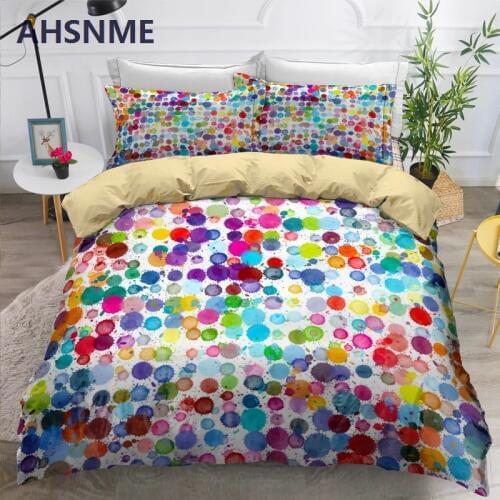 AHSNME Bright Water Color Bubbles Bedding Set Rainbow Ball Duvet Cover Sets for Adults Children Bedroom Pillowcase