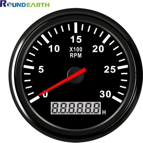 Round Earth 85mm Black Face Auto Car Boat Tachometer Marine Ship Tacho Meter 3000 RPM Gauge Fit For Diesel Gasoline Engine