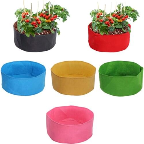 6 Colors 12 Sizes of 1MM Thickness Round Fabric Grow Bags Economic Breatheable Garden Planting Containers Pot for Flowers