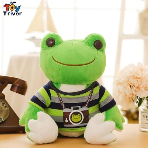 Cute Dressed Green Frog Plush Toy Triver Stuffed Animals Doll Baby Kids Children Girls Boys Adult Toys Birthday Gift Home Decor