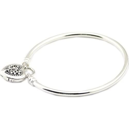MOMENTS Sterling Silver Bangle with Tree of Love Clasp For Woman DIY Beads & Charms Authentic Silver Fashion Jewelry Bracelets