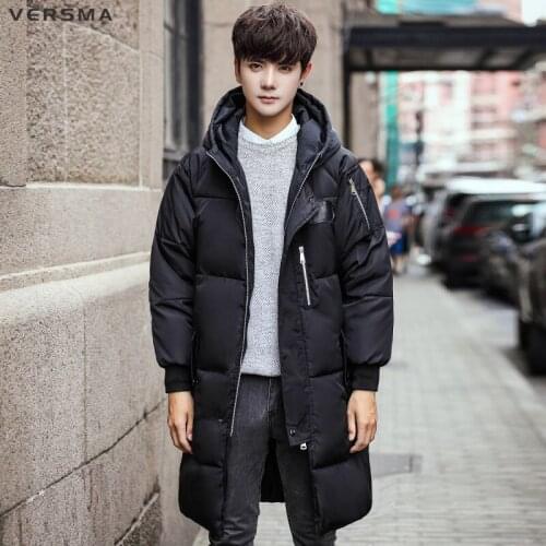 VERSMA 2017 Winter Youth Long Parka Men Padded Jacket Coat Parka Warm Hooded Youth Winter Biker Pilot Jackets Coats Men Parkas