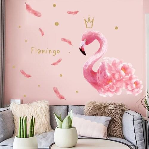 The Queen Flamingo Wall Stickers Kids room Bedroom Removable Wall Decals Vinyl Self-adhesive Sticker DIY Murals Home Decoration