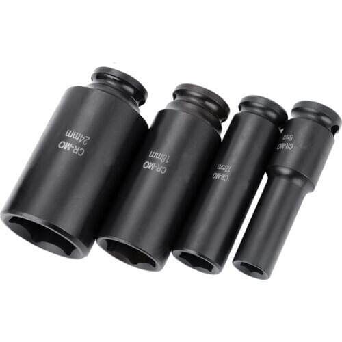 One Pcs 3/8" Universal Lengthened Pneumatic Socket Head Metric Deep Wall Air Adopter Impact Socket Set Auto Repair Wrench Tool