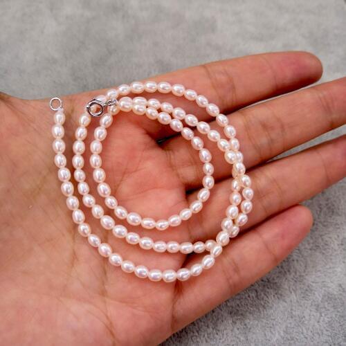 New Fashion Simple Wild natural freshwater pearl AA grain shape 6-7MM White pearl necklace 925 sterling silver clasp