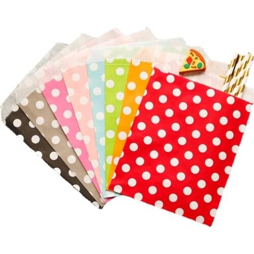 Polka Dot Kraft Paper Bag Children Adult Birthday Party Wedding Celebration Candy Biscuit Gift Food Safety Bag 20pcs/pack18x13cm