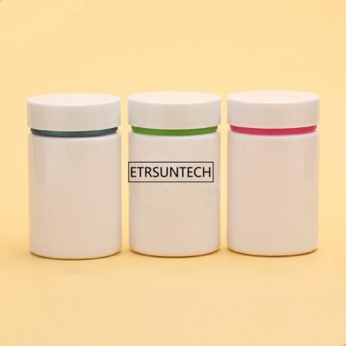 100pcs 100ml Empty PET Plastic White Capsule Storage Bottle, Pills/Liquid Refillable Container, Capsules Package F3586