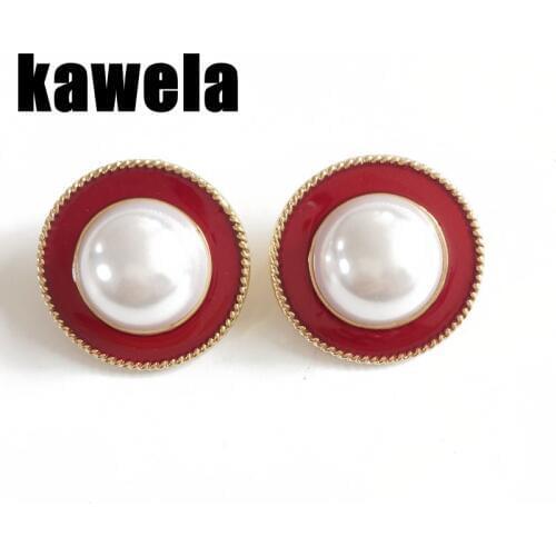 New Sweet Cute Round Pearl Enamel Earring Clip