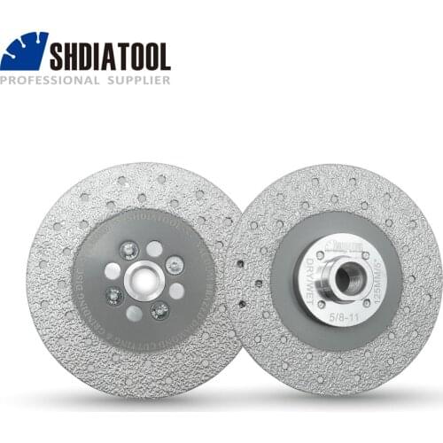 SHDIATOOL 2pcs Premium Quality Diameter 5"/125mm Double Sided Vacuum Brazed Diamond Cutting & Grinding Disc With 5/8-11 Flange