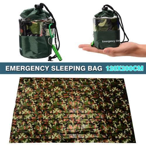 2Adult Waterproof Camouflage Emergency Thermal Sleeping Bag Camping Survival 200*120cm