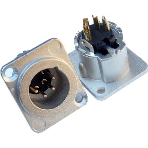 High quailty 200pcs / lot NC4MD-LX 4 Pole XLR Connector Fitting Male with 4pin gold