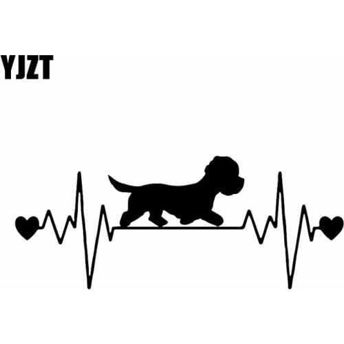 YJZT 17.5X7.1CM Funny Dandie Dinmont Lifeline Car Sticker Vinyl Decal Animal Dog Terrier Black/Silver C24-1313