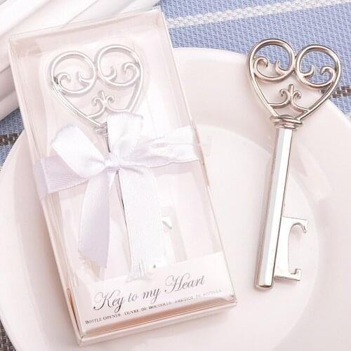 10pcs/lot Souvenir Wedding Gifts Personalized Beer Opener Heart Shape Opener With Box Alloy Presents For Party Guest