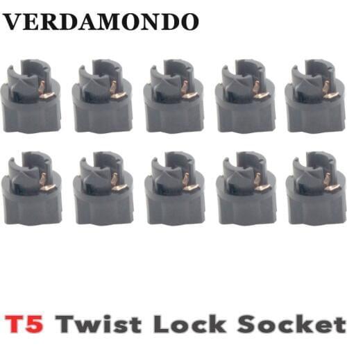 10 pcs T5 Base 3/8" Car Socket Twist Lock For PC 74 73 37 Instrument Panel Cluster Plug Dash Light Bulb