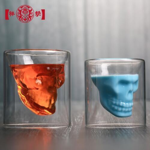 4pcs Skull Head Shot Glass Cup 25 75 150 250ml Crystal Whisky Vodka Coffee Cups Gift Bottle Bar Supplies Beer Wine Glass Mugs