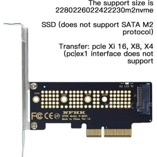 M.2 NVMe SSD NGFF To PCIE X4 Adapter M Key Interface Card Support PCI-e PCI Express 3.0 X4 2230-2280 Size M.2 M2 Pcie Adapter