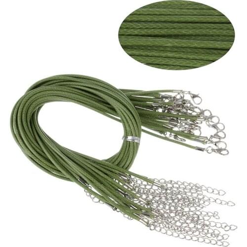 18 inches Wholesale Bulk Lot 10 pcs 10 Strings Green Half PU Leather String Necklace Cord jewlery making supplies Chains